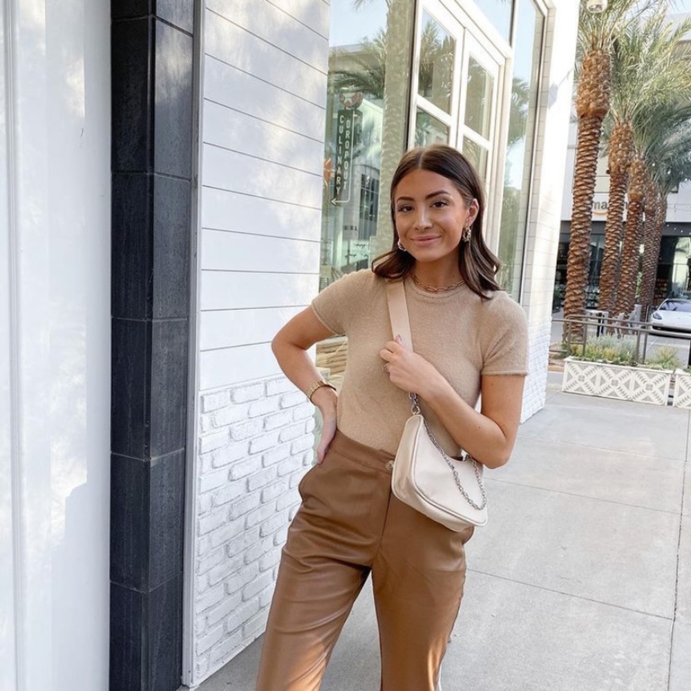 Women's Short Sleeve Beige Top